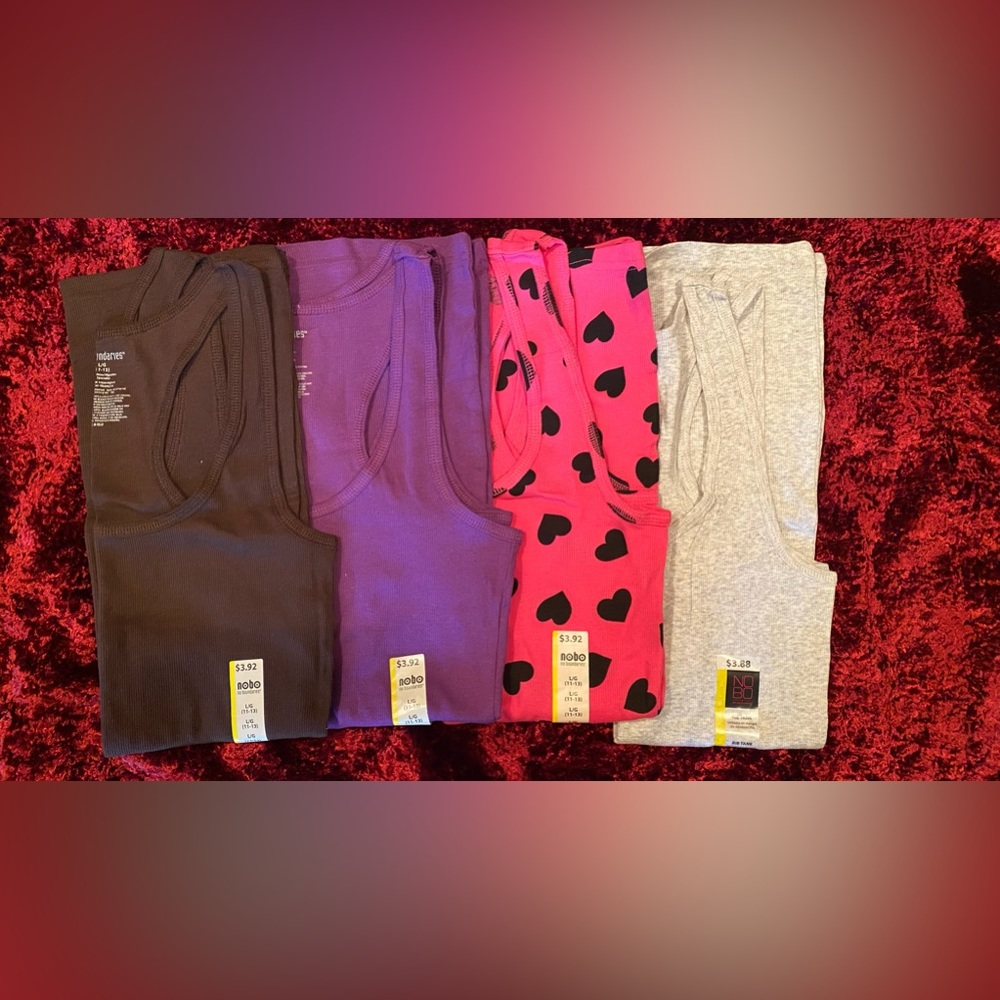 BNWT NOBO No Boundaries 4 Pack Ribbed Tank Tops Size: L Multiple Colors
